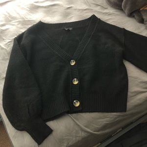 Button Crop Cardigan